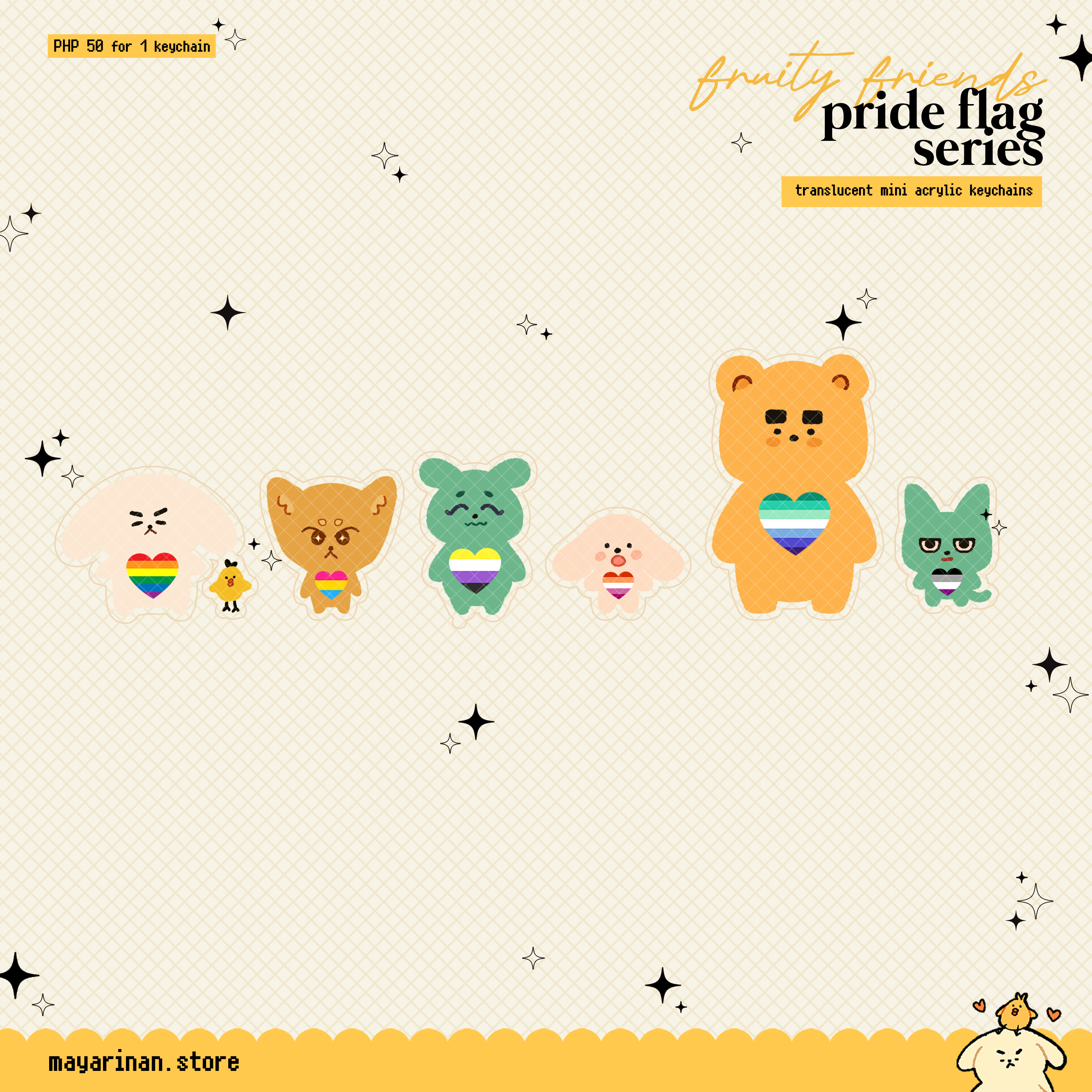fruity friends ♡ pride flag designs ♡ translucent keychains
