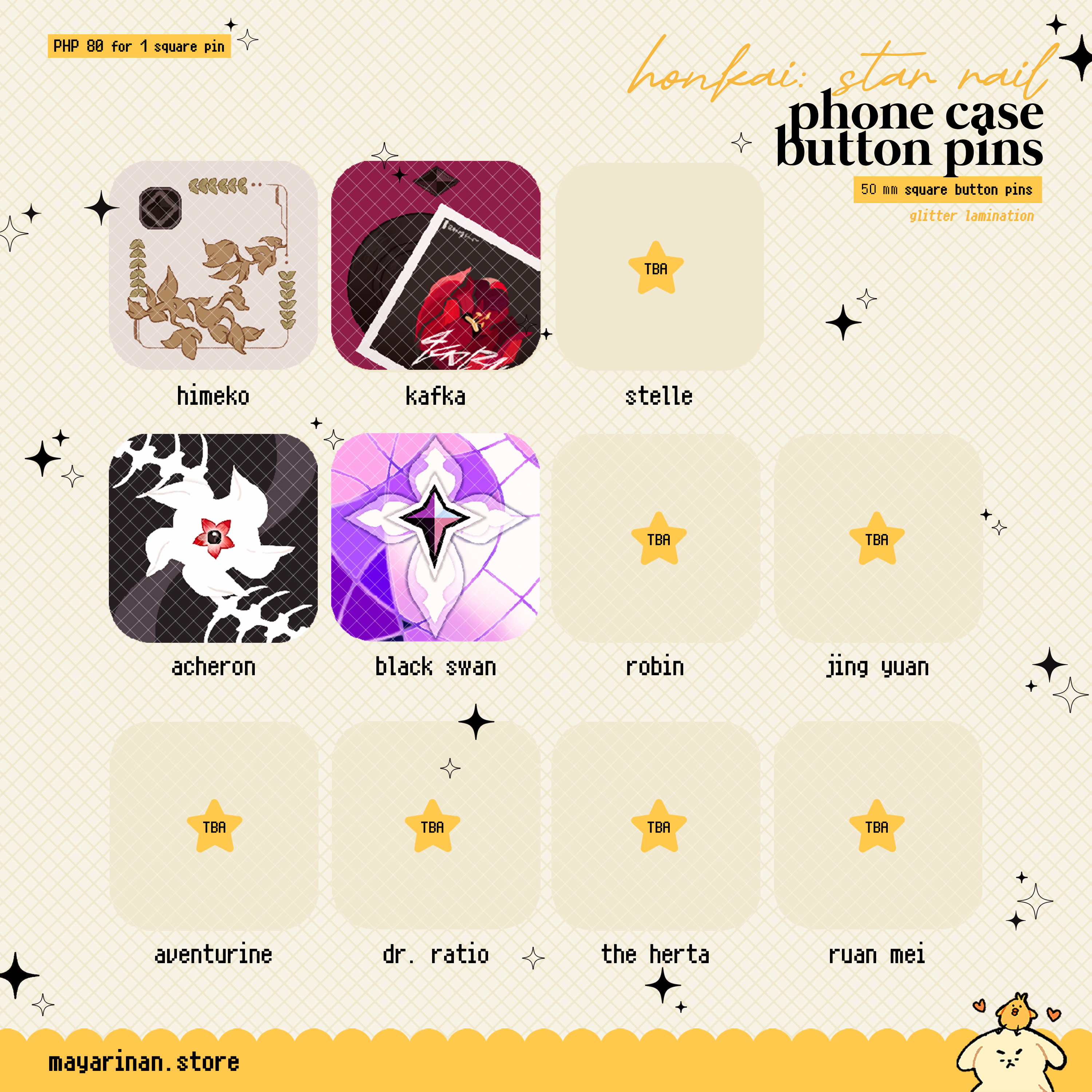 honkai: star rail button pins ✦ phone cases ✦