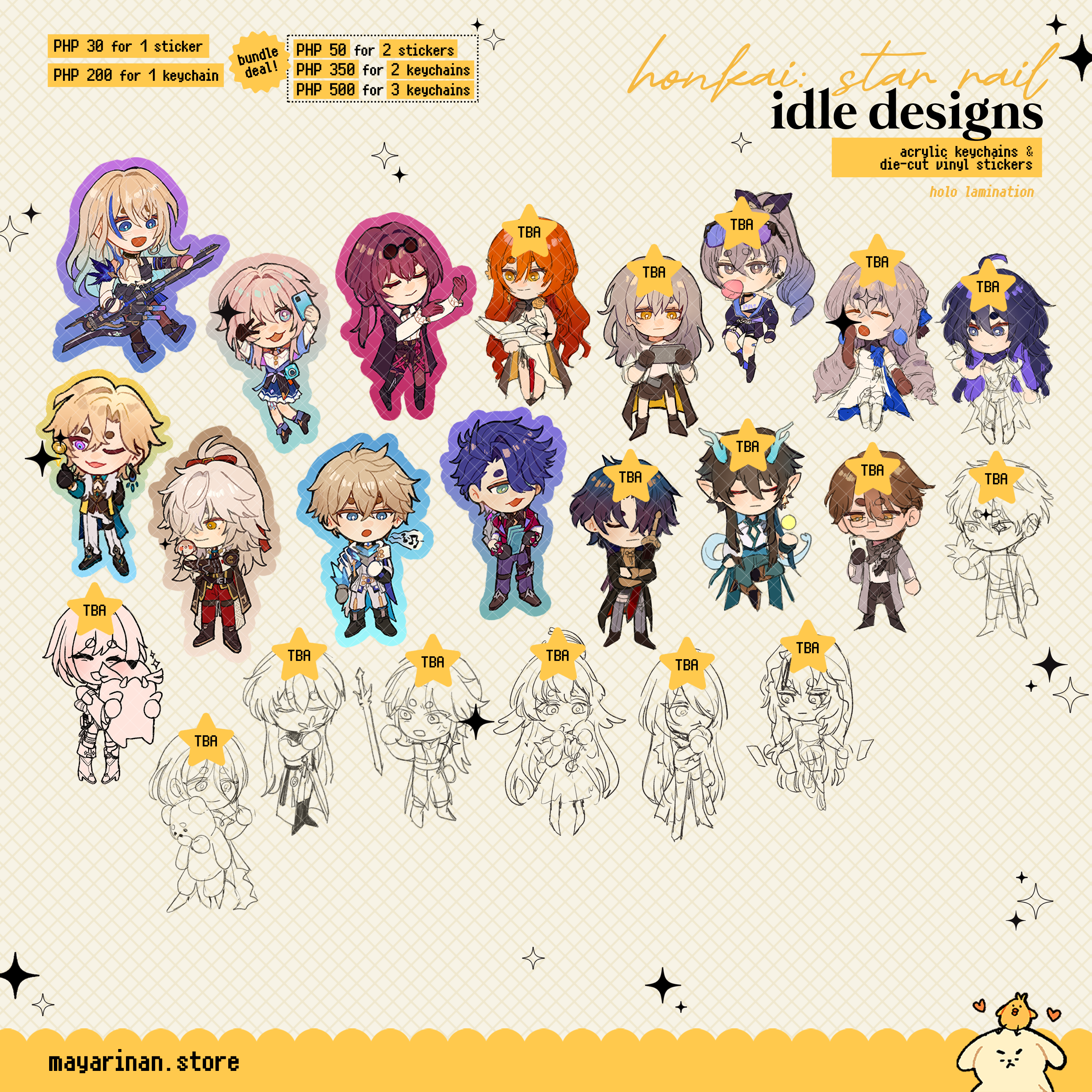 honkai: star rail idle designs ☆ stickers, keychains