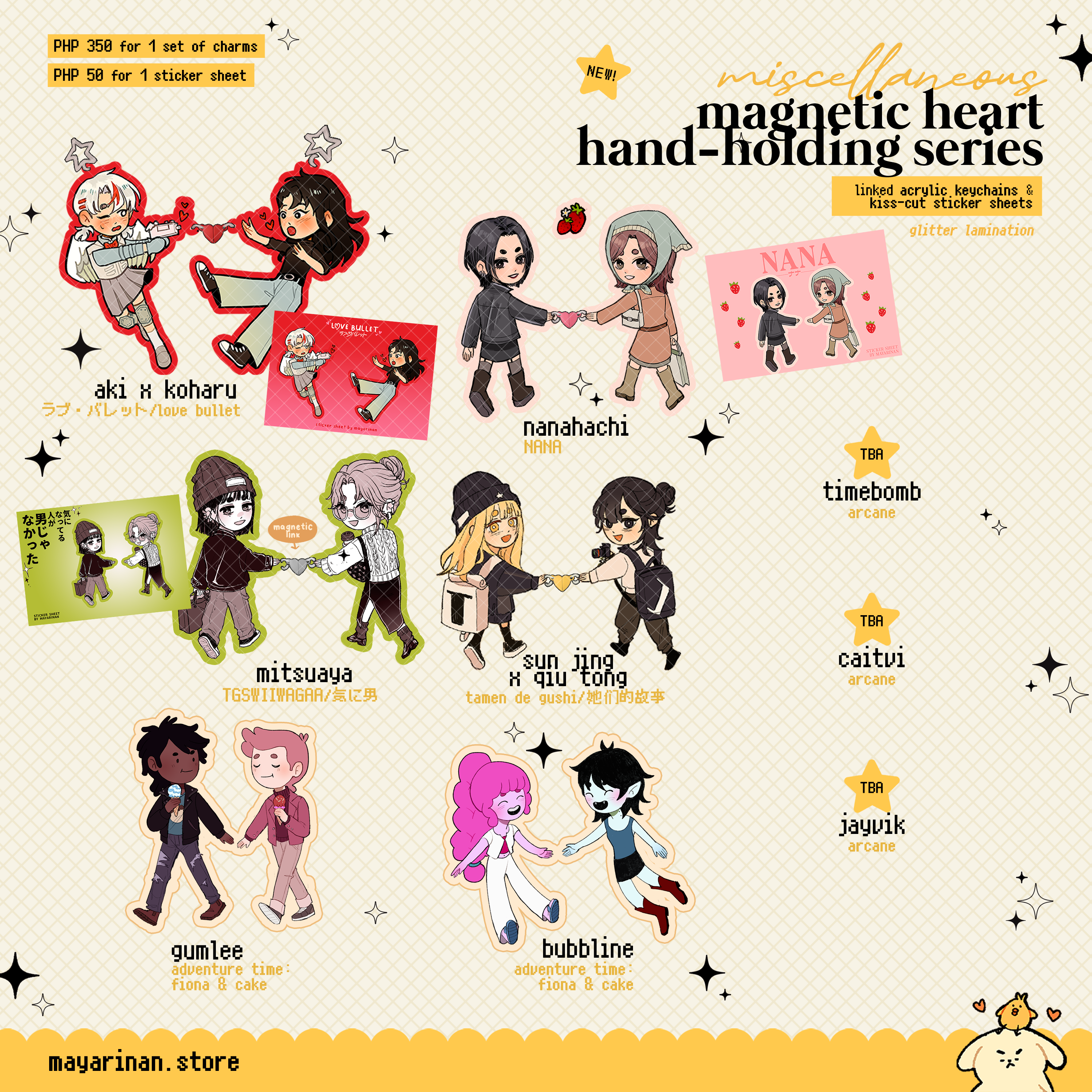 magnetic linked charms/sticker sheets ♡ miscellaneous designs