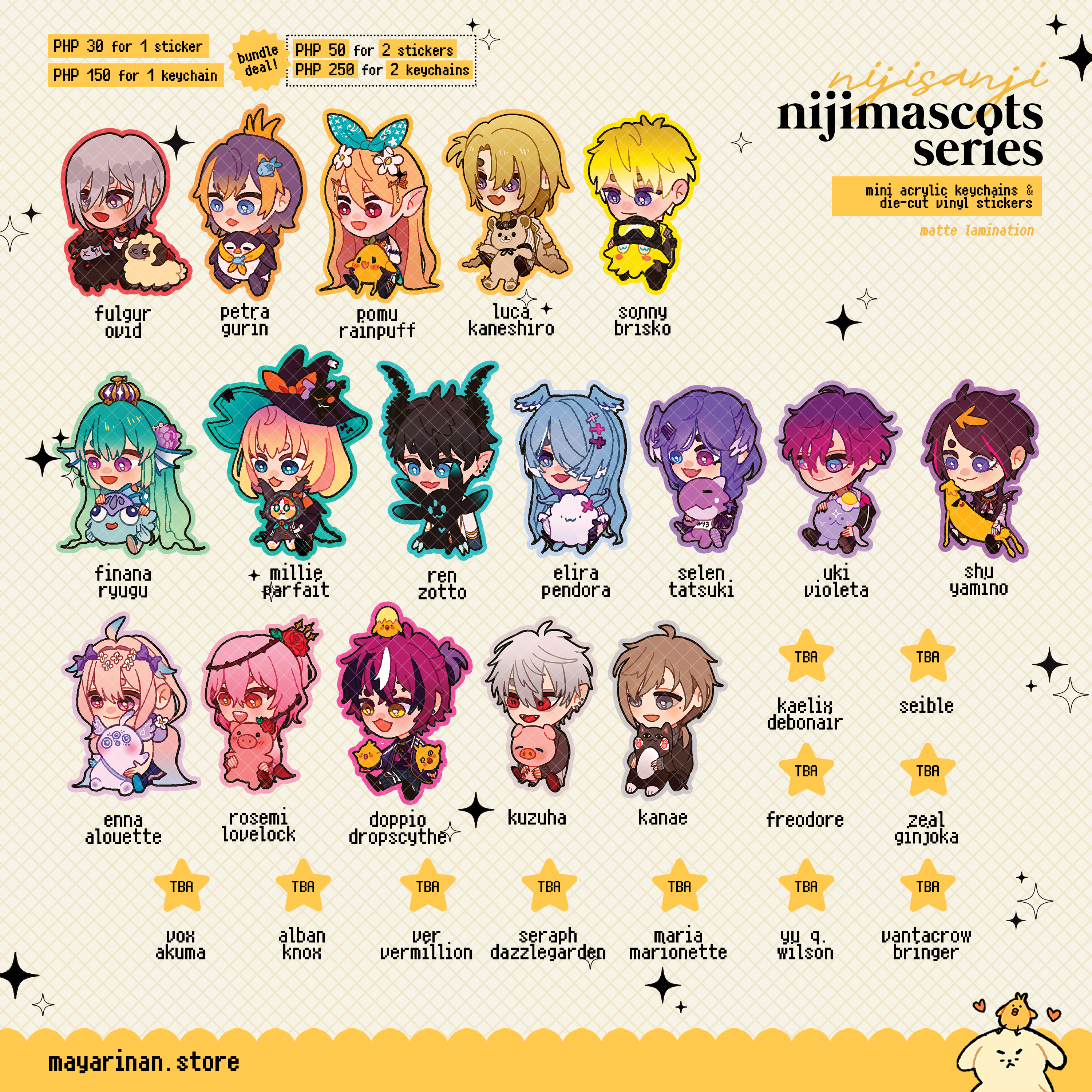 nijisanji mascots series ♡ stickers, mini keychains