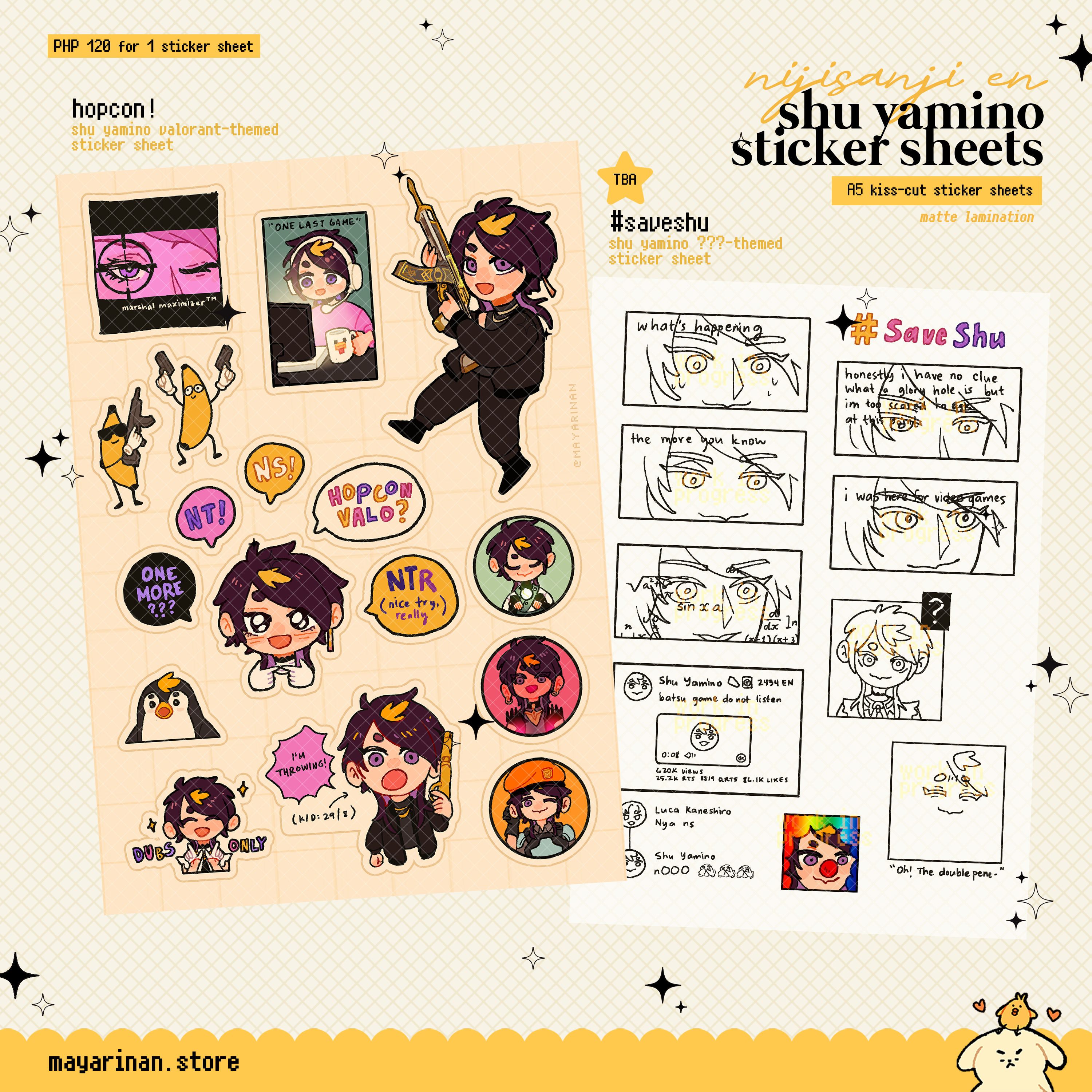 niji en - shu yamino sticker sheets ☆ hopcon! & #saveshu ☆ with freebie stickers