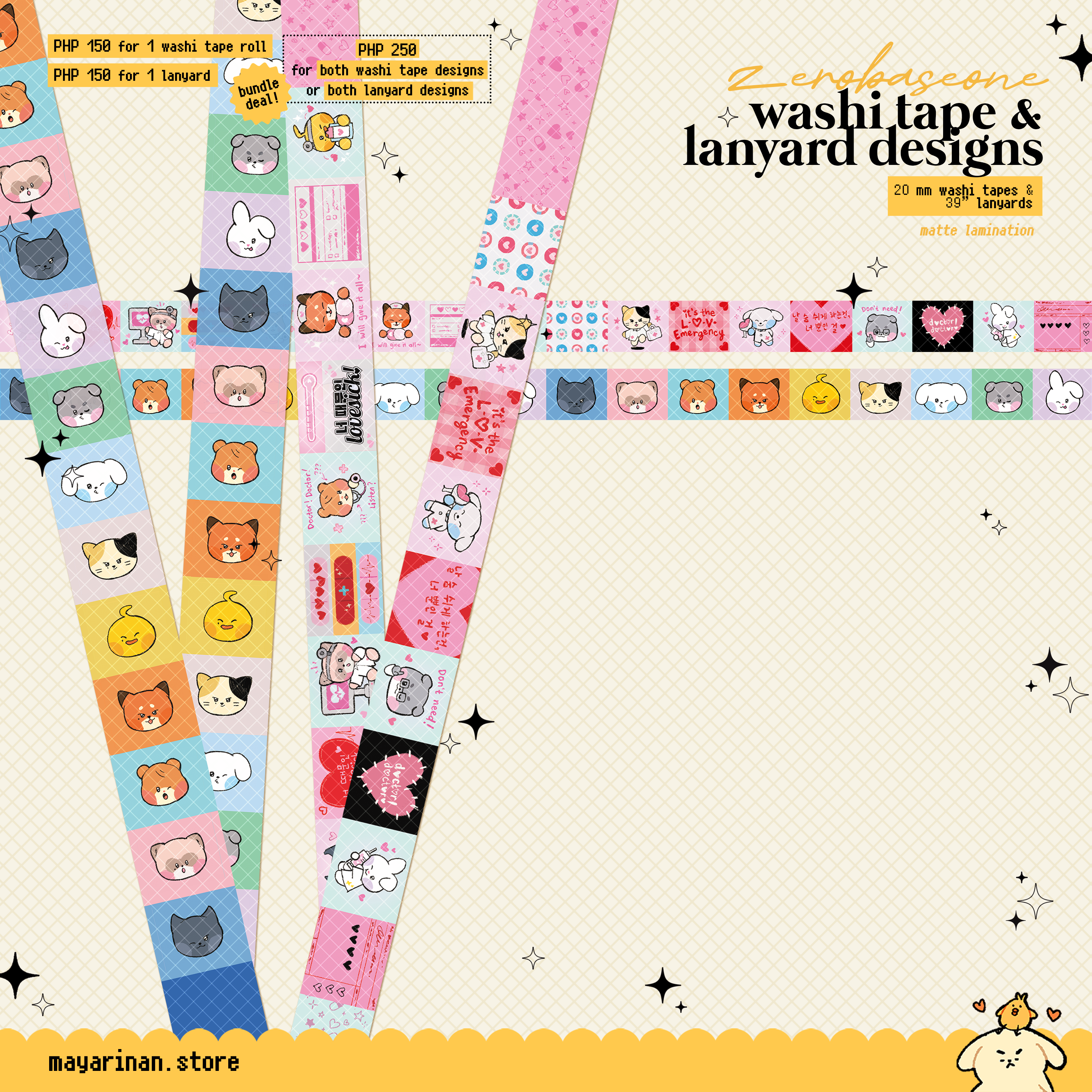 zerobaseone washi tape rolls & id lanyards ♡